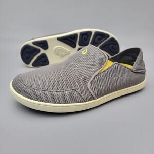 Olukai Nohea Mesh Mens Size 9 Shoes Sneakers Gray Yellow Slip On Casual Comfort